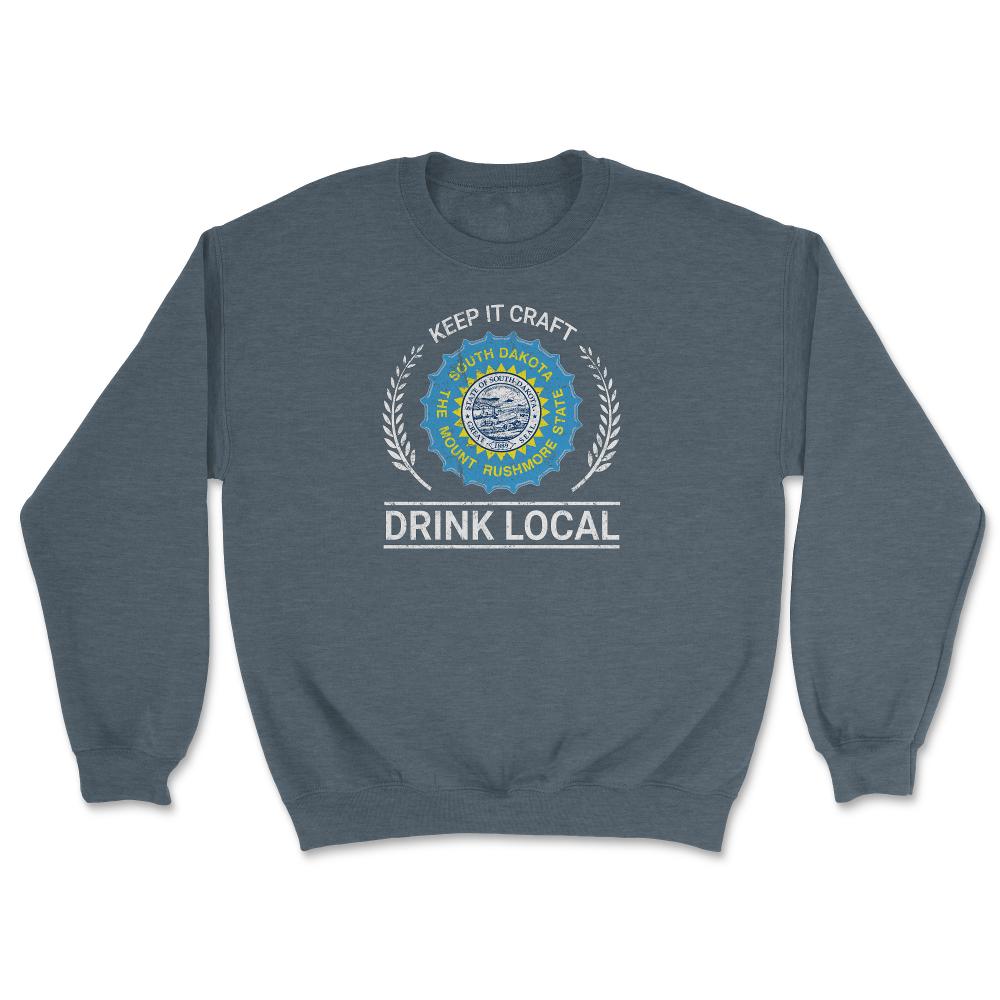 Drink Local South Dakota Vintage Craft Beer Bottle Cap Brewing - Unisex Sweatshirt - Dark Grey Heather