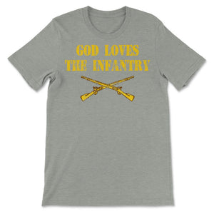 God Loves The Infantry Crossed Rifles Military Infantrymen Vintage - Unisex T-Shirt - Grey Heather