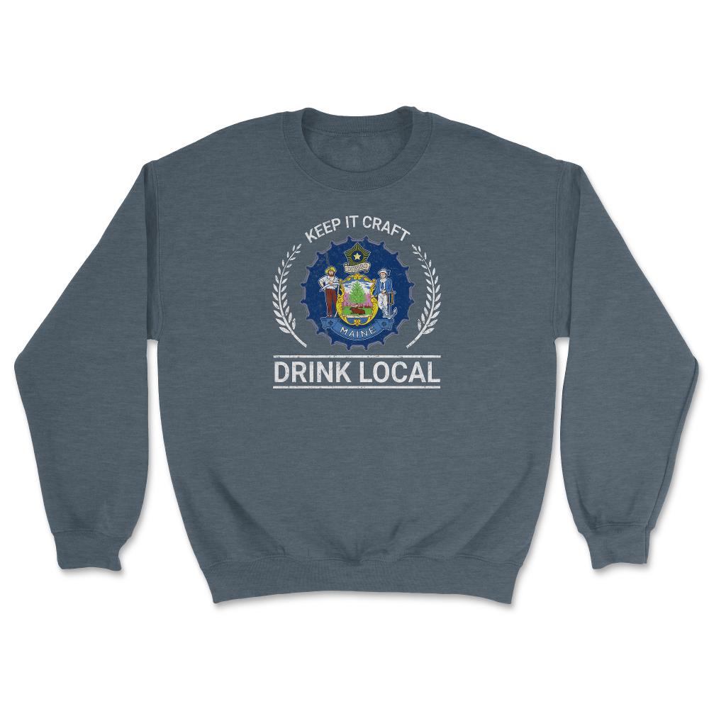 Drink Local Maine Vintage Craft Beer Bottle Cap Brewing - Unisex Sweatshirt - Dark Grey Heather