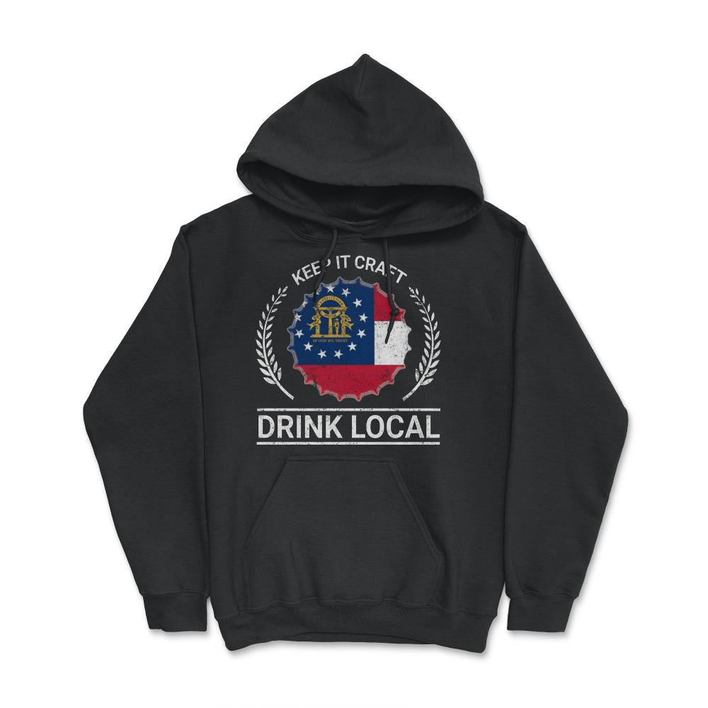 Drink Local Georgia Vintage Craft Beer Bottle Cap Brewing - Hoodie - Black