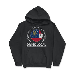 Drink Local Georgia Vintage Craft Beer Bottle Cap Brewing - Hoodie - Black