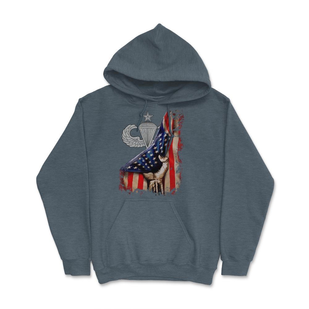 Jumpmaster Senior Parachutist Airborne Badge US Flag Military - Hoodie - Dark Grey Heather