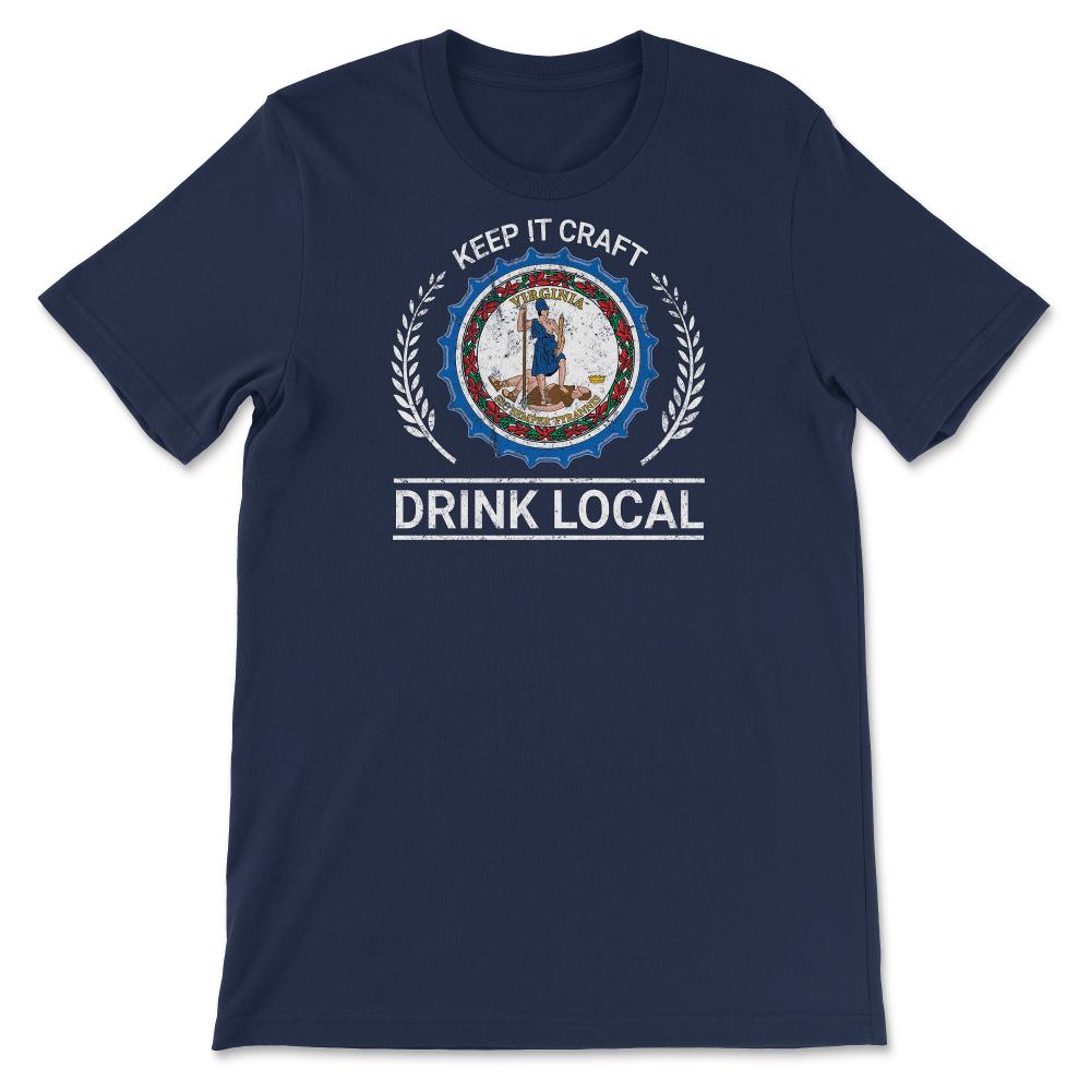 Drink Local Virginia Vintage Craft Beer Bottle Cap Brewing - Unisex T-Shirt - Navy