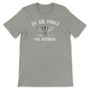 Vintage Retired Air Force Full Bird Colonel Military Veteran Retiree - Unisex T-Shirt - Grey Heather