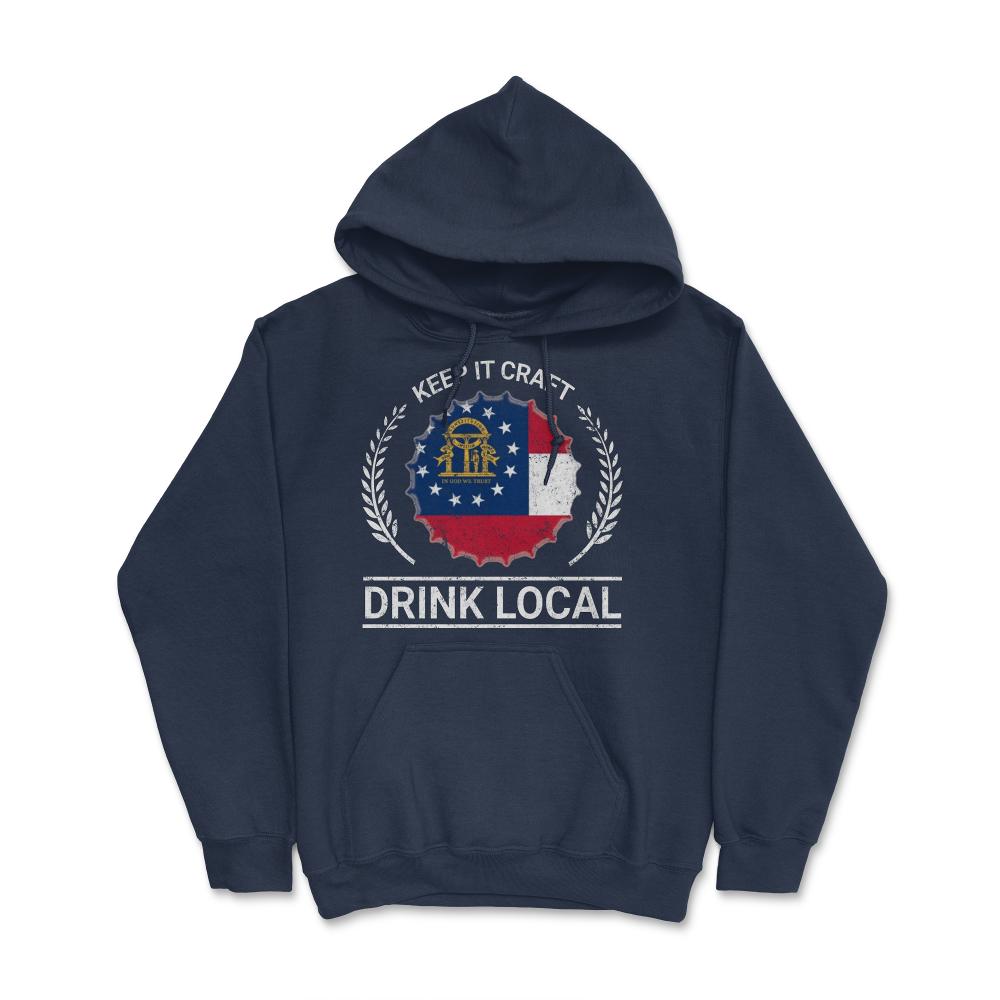 Drink Local Georgia Vintage Craft Beer Bottle Cap Brewing - Hoodie - Navy