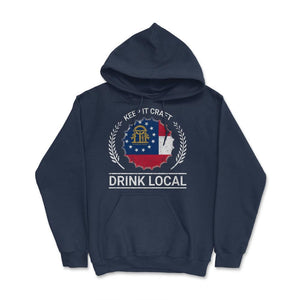 Drink Local Georgia Vintage Craft Beer Bottle Cap Brewing - Hoodie - Navy