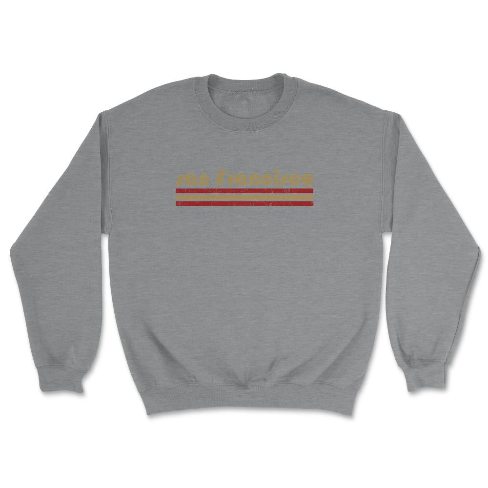 Vintage San Francisco California Retro Three Stripe Weathered - Unisex Sweatshirt - Grey Heather