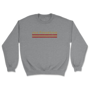 Vintage San Francisco California Retro Three Stripe Weathered - Unisex Sweatshirt - Grey Heather