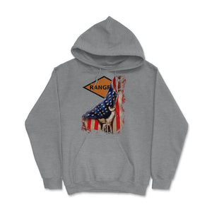 Orange Ranger Diamond USA Flag Pull Back Patriotic Military Gift - Hoodie - Grey Heather