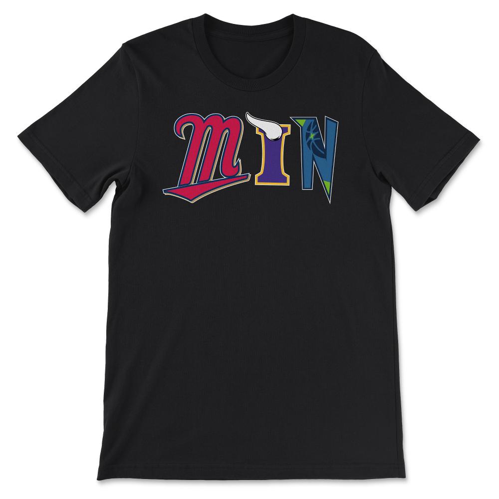 Minnesota MIN Sports Fan Three Letter City Abbreviation - Unisex T-Shirt - Black