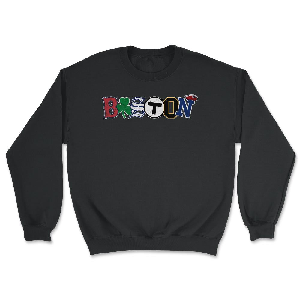 Vintage Boston Massachusetts Sports Fan City Pride Townie Southie - Unisex Sweatshirt - Black