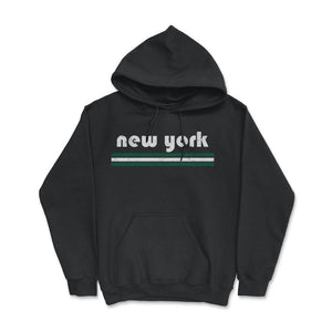 Vintage New York Retro Three Stripe Weathered - Hoodie - Black
