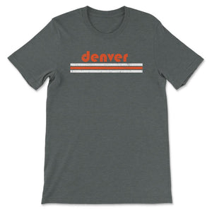 Vintage Denver Colorado Retro Three Stripe Weathered - Unisex T-Shirt - Dark Grey Heather