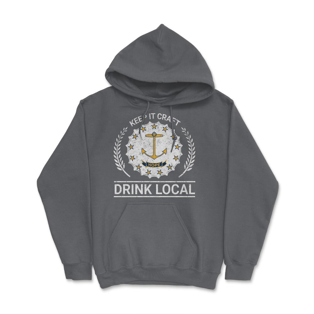 Drink Local Rhode Island Vintage Craft Beer Bottle Cap Brewing - Hoodie - Smoke Grey