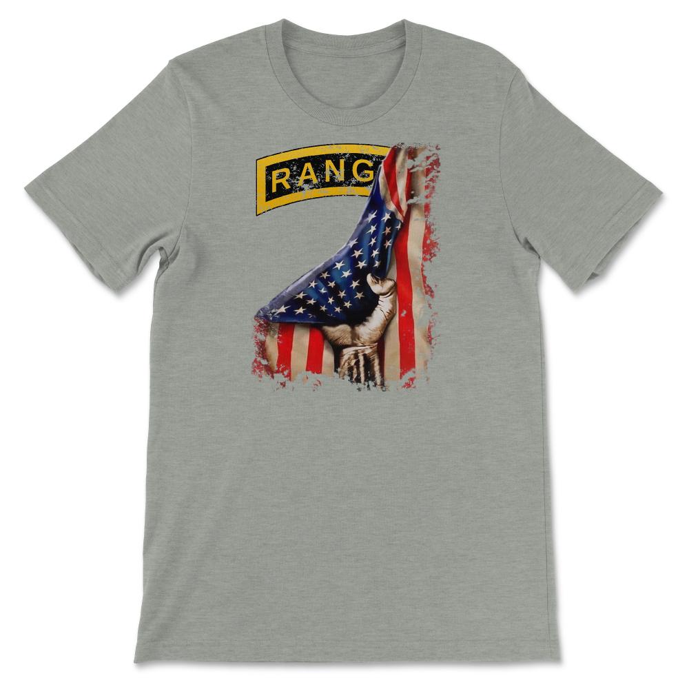 Army Ranger Tab USA Flag Pull Back Patriotic Military Gift - Unisex T-Shirt - Grey Heather