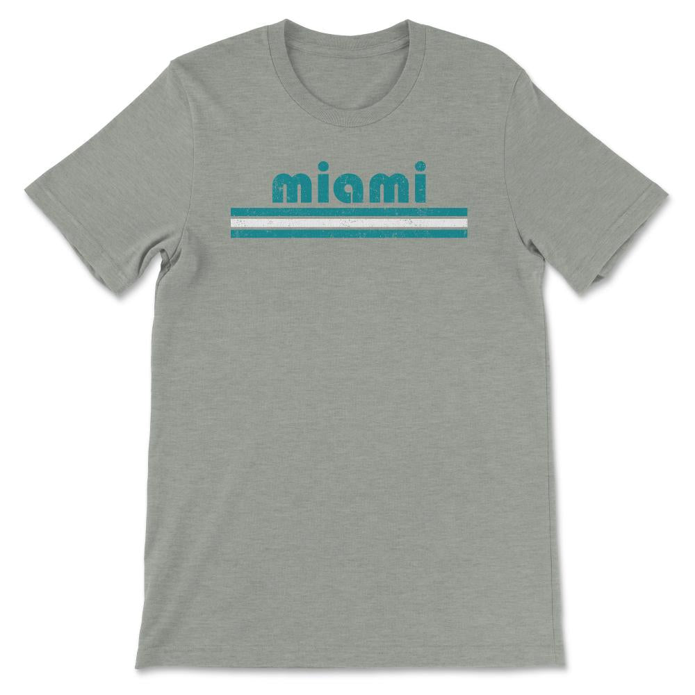 Vintage Miami Florida Retro Three Stripe Weathered - Unisex T-Shirt - Grey Heather