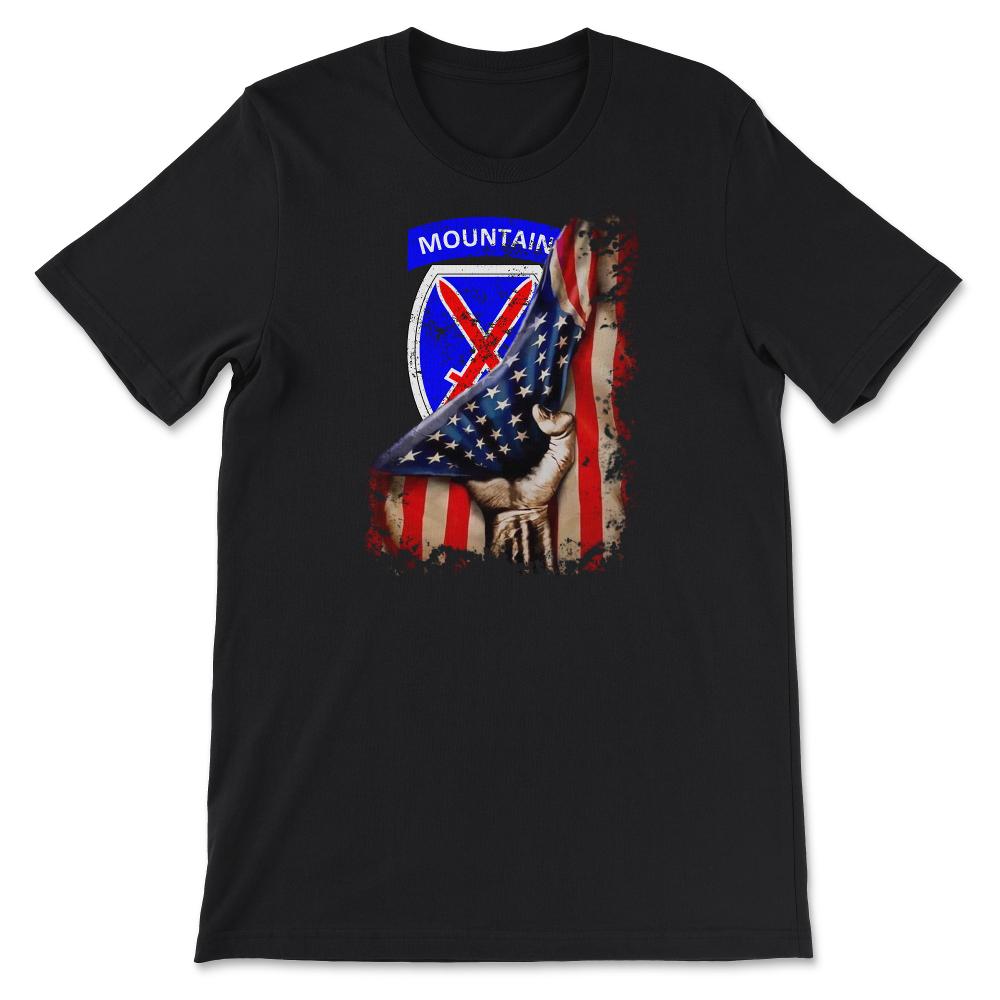 10th 10th Mountain Division US Flag Tear Patriotic Light Infantryflag - Unisex T-Shirt - Black