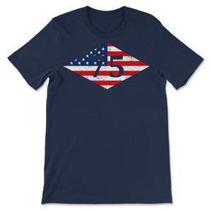 75th Ranger Regiment USA Flag Diamond Patriotic Military Army Gift - Unisex T-Shirt - Navy