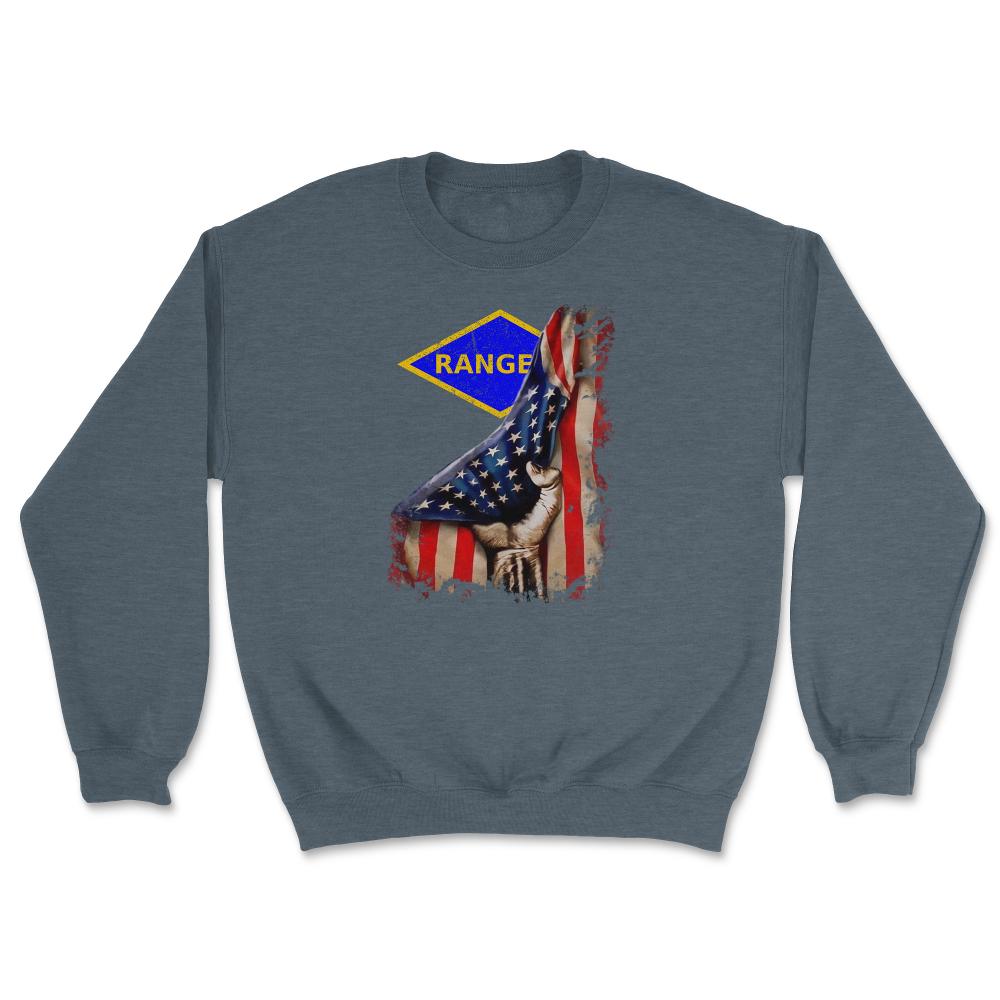 Blue Ranger Diamond USA Flag Pull Back Patriotic Military Gift - Unisex Sweatshirt - Dark Grey Heather