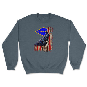 Blue Ranger Diamond USA Flag Pull Back Patriotic Military Gift - Unisex Sweatshirt - Dark Grey Heather