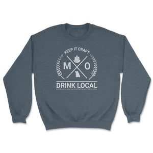 Drink Local Missouri Vintage Craft Beer Brewing - Unisex Sweatshirt - Dark Grey Heather