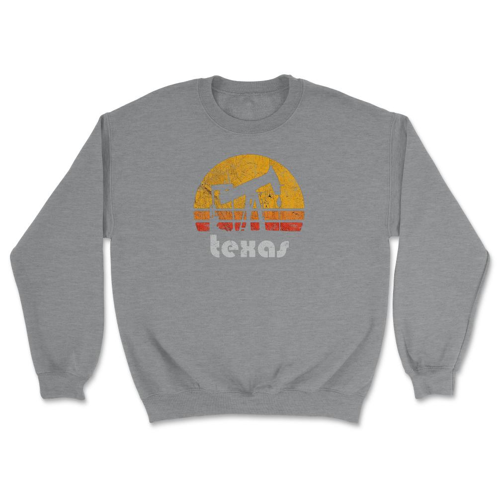 Vintage Texas Oil Pump Retro Sunset Weathered Oil Rig - Unisex Sweatshirt - Grey Heather