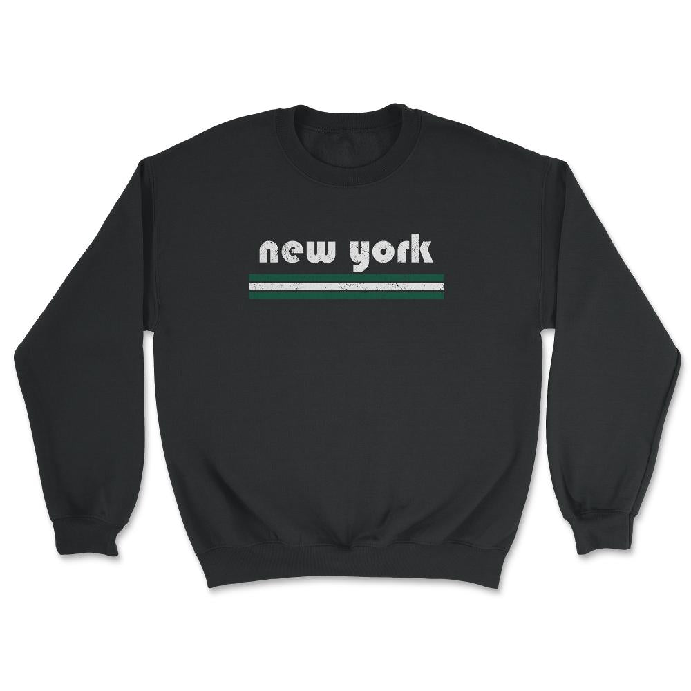 Vintage New York Retro Three Stripe Weathered - Unisex Sweatshirt - Black
