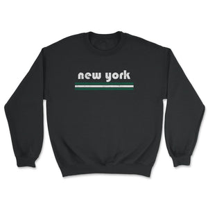 Vintage New York Retro Three Stripe Weathered - Unisex Sweatshirt - Black