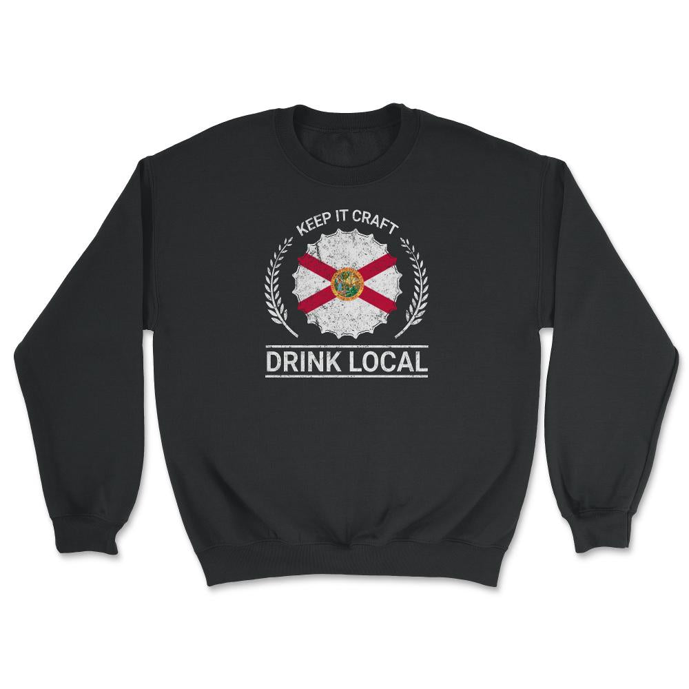 Drink Local Florida Vintage Craft Beer Bottle Cap Brewing - Unisex Sweatshirt - Black