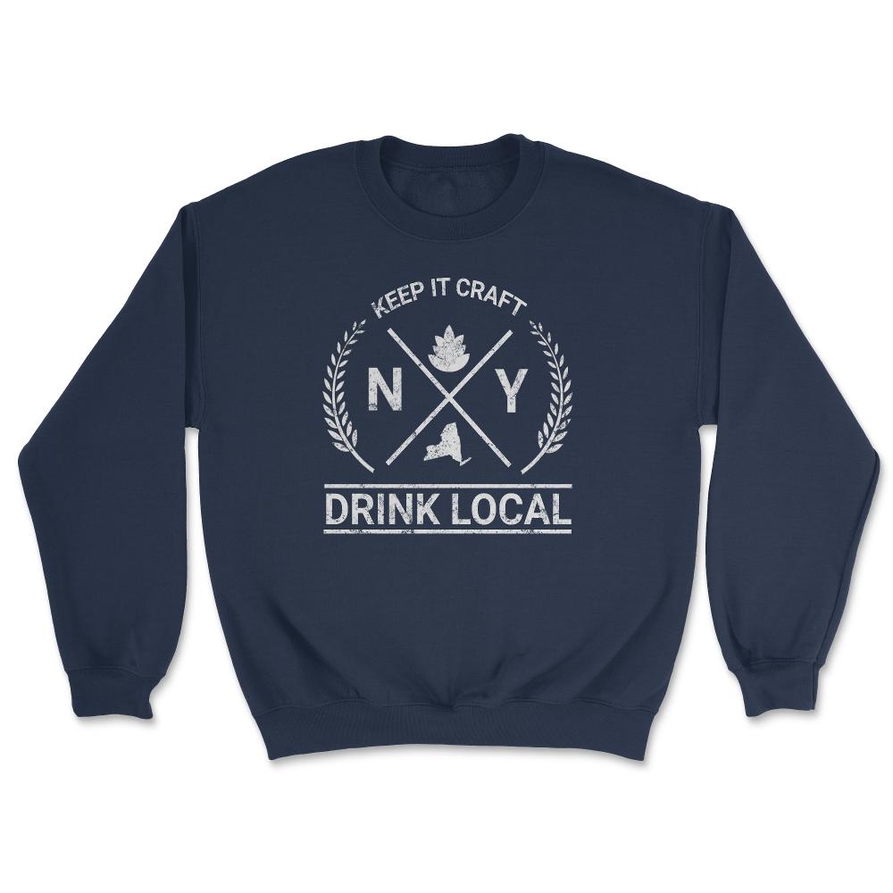 Drink Local New York Vintage Craft Beer Brewing - Unisex Sweatshirt - Navy