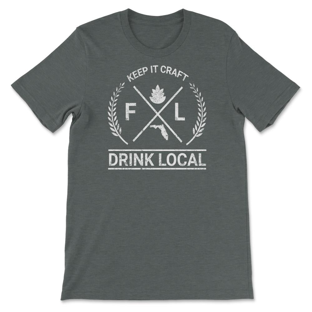 Drink Local Florida Vintage Craft Beer Brewing Unisex T-shirt - Unisex T-Shirt - Dark Grey Heather