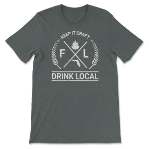 Drink Local Florida Vintage Craft Beer Brewing Unisex T-shirt - Unisex T-Shirt - Dark Grey Heather