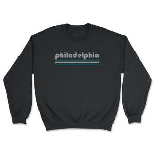 Vintage Philadelphia Pennsylvania Retro Three Stripe Weathered - Unisex Sweatshirt - Black