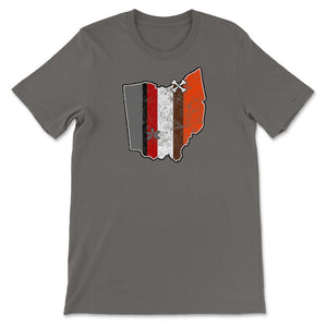 Cleveland Dawg Pound & Columbus Football Fan Buckeye Helmet Stripe - Unisex T-Shirt - Smoke Grey