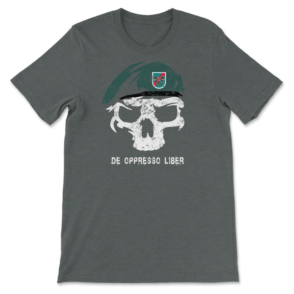 Army Special Forces De Oppresso Liber Green Beret 20th SFG Airborne - Unisex T-Shirt - Dark Grey Heather