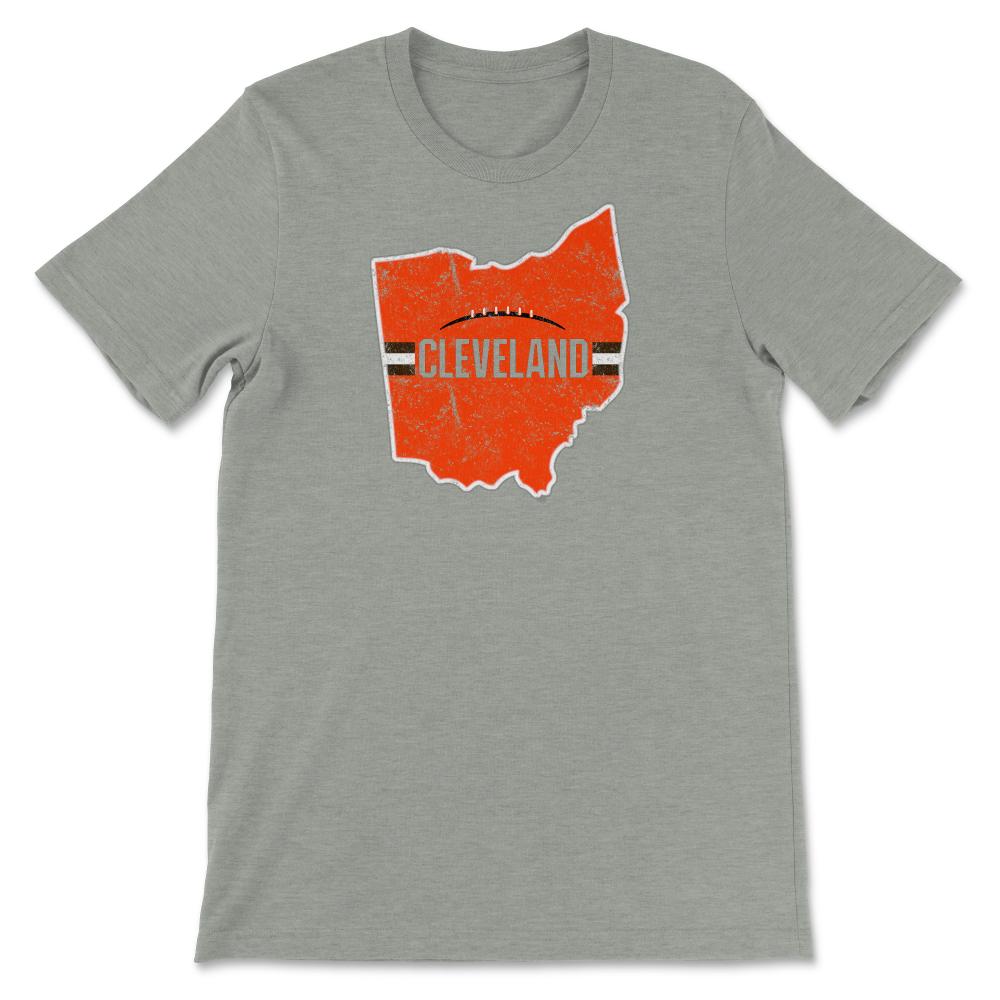 Cleveland Ohio Football State Outline Helmet Stripe Fan - Unisex T-Shirt - Grey Heather