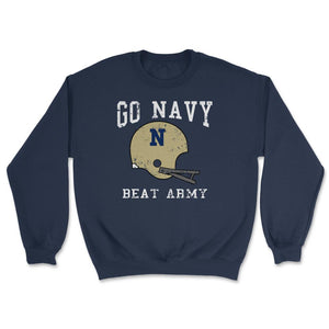 Go Navy Beat Army America's Game Vintage Football Helmet - Unisex Sweatshirt - Navy