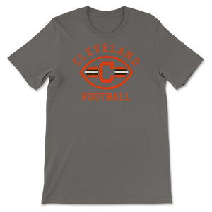 Cleveland Football Badge Helmet Stripe Weathered - Unisex T-Shirt - Smoke Grey