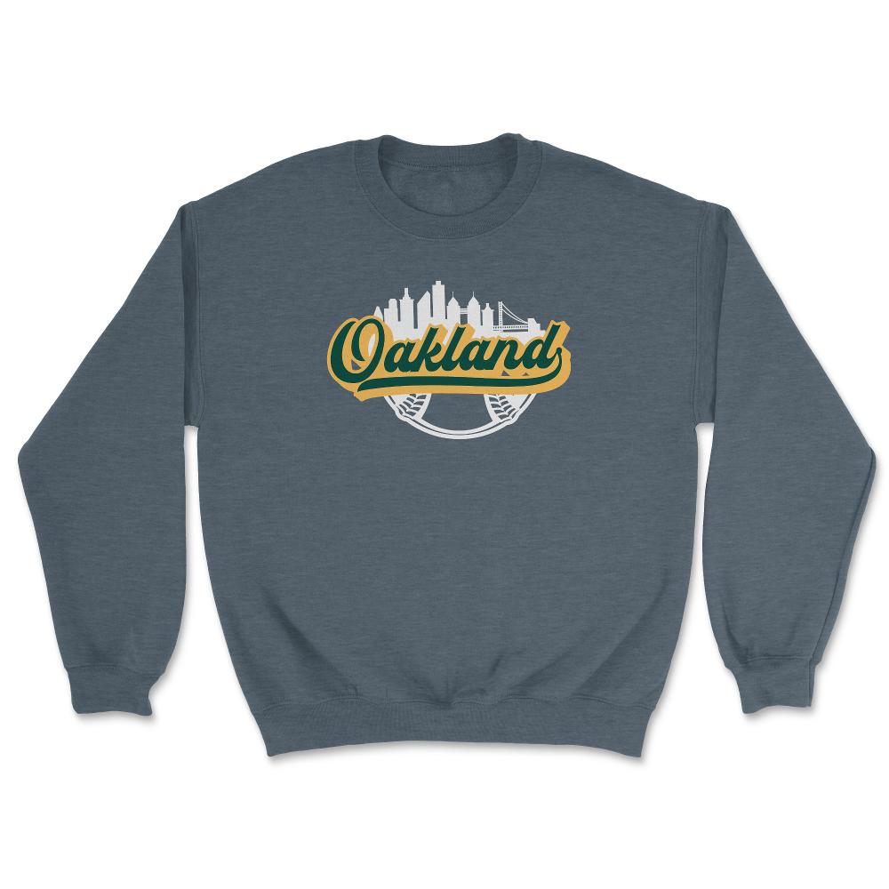 Oakland California Baseball Downtown City Skyline Baseball Fan - Unisex Sweatshirt - Dark Grey Heather