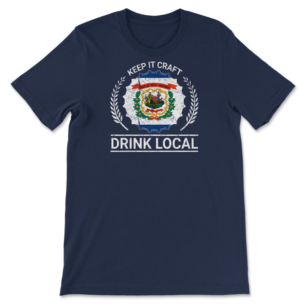 Drink Local West Virginia Vintage Craft Beer Bottle Cap Brewing - Unisex T-Shirt - Navy