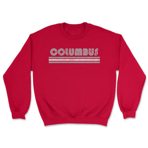 Vintage Columbus Ohio Retro Three Stripe Weathered - Unisex Sweatshirt - Red