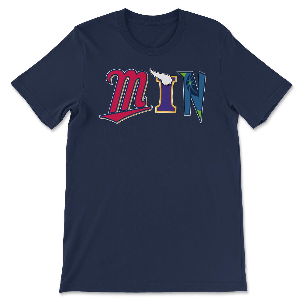 Minnesota MIN Sports Fan Three Letter City Abbreviation - Unisex T-Shirt - Navy