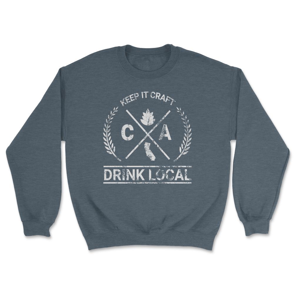 Drink Local California Vintage Craft Beer Brewing - Unisex Sweatshirt - Dark Grey Heather