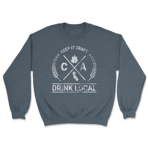 Drink Local California Vintage Craft Beer Brewing - Unisex Sweatshirt - Dark Grey Heather