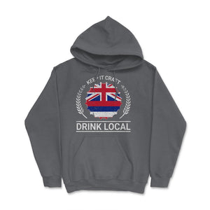 Drink Local Hawaii Vintage Craft Beer Bottle Cap Brewing - Hoodie - Smoke Grey