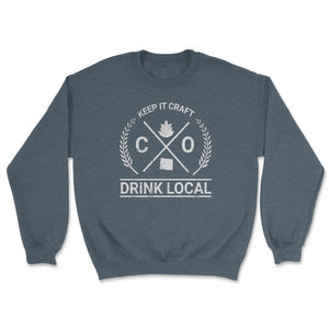 Drink Local Colorado Vintage Craft Beer Brewing - Unisex Sweatshirt - Dark Grey Heather