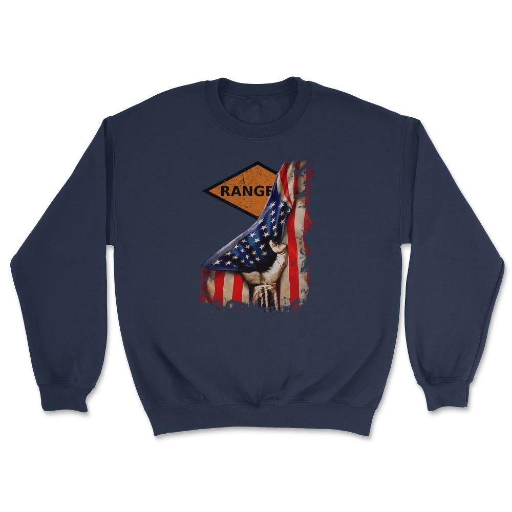 Orange Ranger Diamond USA Flag Pull Back Patriotic Military Gift - Unisex Sweatshirt - Navy