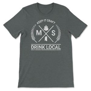 Drink Local Mississippi Vintage Craft Beer Brewing - Unisex T-Shirt - Dark Grey Heather