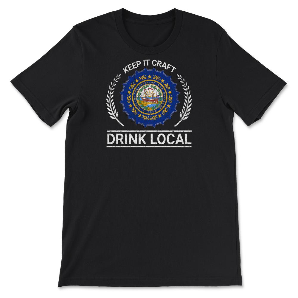 Drink Local New Hampshire Vintage Craft Beer Bottle Cap Brewing - Unisex T-Shirt - Black