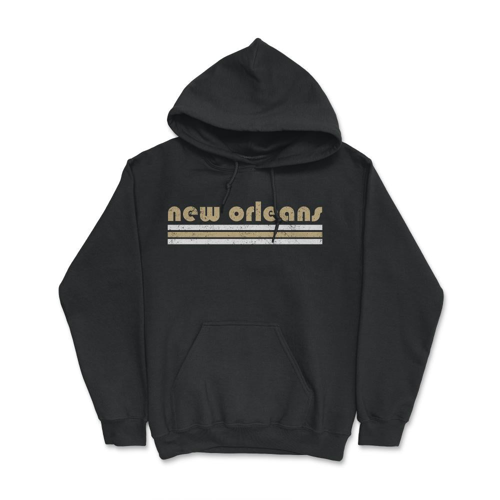 Vintage New Orleans Retro Three Stripe Weathered - Hoodie - Black